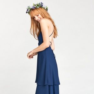 CALYPSO RUFFLE DRESS ~ RICH NAVY CRISP